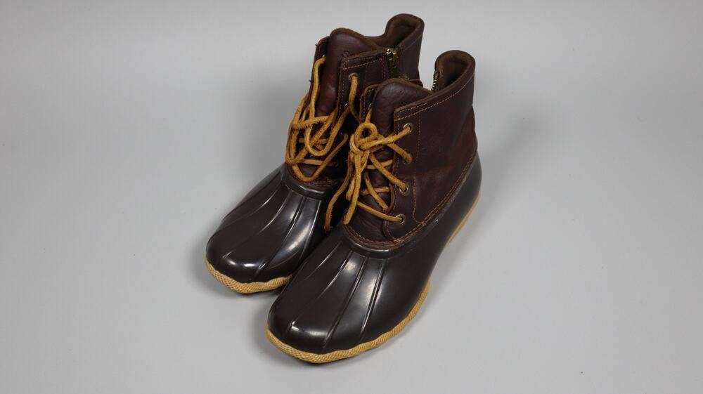 Sperry Women's Saltwater Seasonal Duck Boots Tan Dark Brown Shoe Size 7